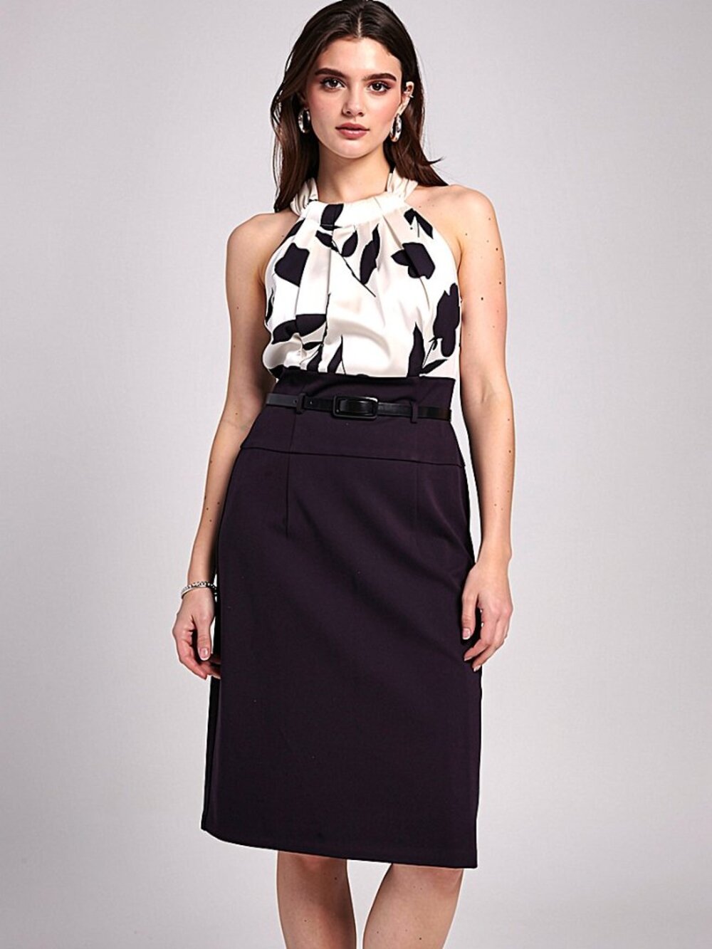 WHITE HOUSE BLACK MARKET Two-Tone Halter Sheath Dress Size 00